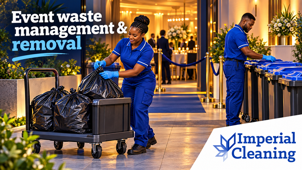 Royal blue crew managing event waste